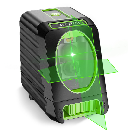 Huepar BOX-1G cross-line laser, retail product illustration